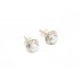 Stud Earrings Vintage 925 Sterling Silver Freshwater Pearl Gem Stone Women D653